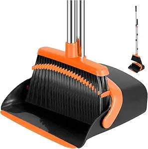 Broom and Dustpan Set Adjustable Handle Broom with Dustpan Combo Set
