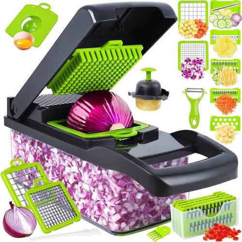 14-in-1 Multifunctional Vegetable Chopper & Mandoline Slicer | Food Cutter, Grater & Dicer for Kitchen