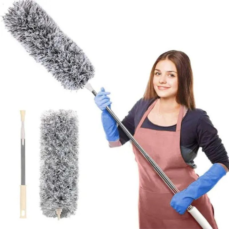Microfiber Dusting Brush with Extendable Telescopic Pole | Flexible Head & Reusable Washable Cleaner