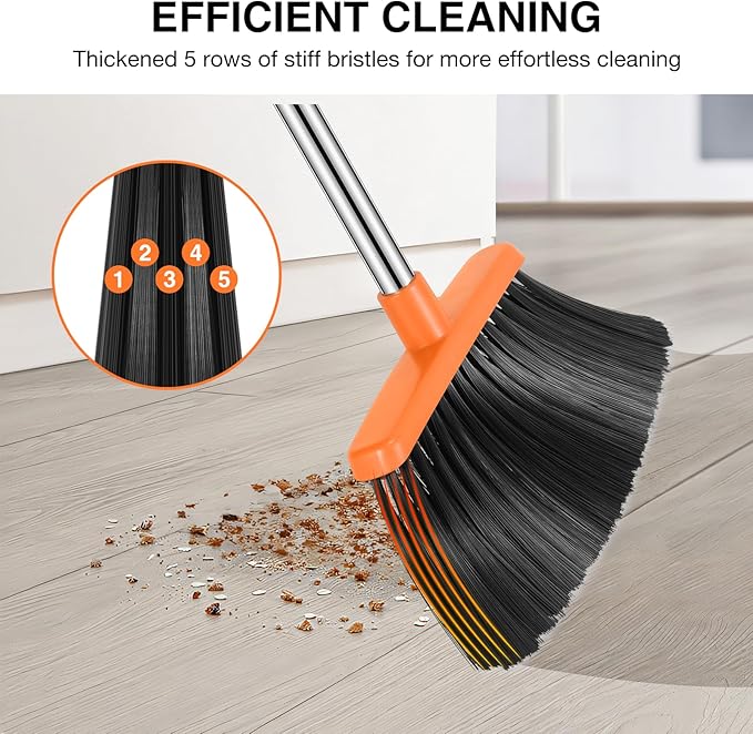 Broom and Dustpan Set Adjustable Handle Broom with Dustpan Combo Set