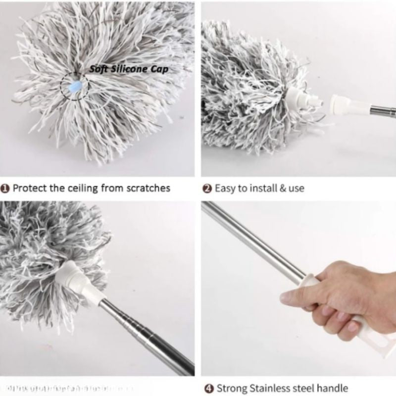 Extendable Telescopic Microfiber Dusting Brush – Flexible Bendable Head | Washable & Reusable Duster