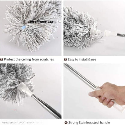 Extendable Telescopic Microfiber Dusting Brush – Flexible Bendable Head | Washable & Reusable Duster