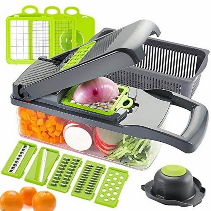 14-in-1 Multifunctional Vegetable Chopper & Mandoline Slicer | Food Cutter, Grater & Dicer for Kitchen
