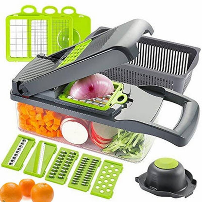 14-in-1 Multifunctional Vegetable Chopper & Mandoline Slicer | Food Cutter, Grater & Dicer for Kitchen