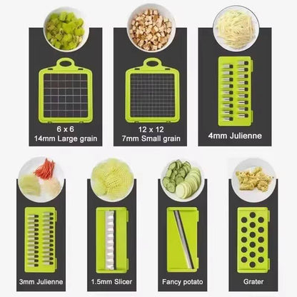 14-in-1 Multifunctional Vegetable Chopper & Mandoline Slicer | Food Cutter, Grater & Dicer for Kitchen