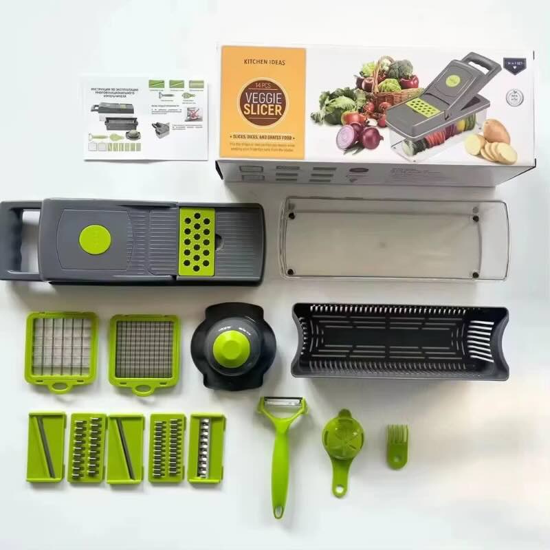 14-in-1 Multifunctional Vegetable Chopper & Mandoline Slicer | Food Cutter, Grater & Dicer for Kitchen